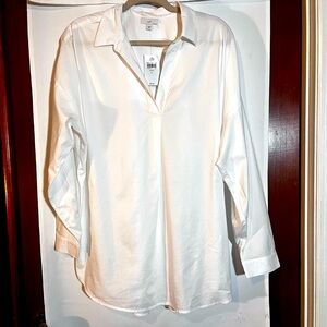 NWT J.JILL Tunic Cotton Modal Oversized Shirt V Neck